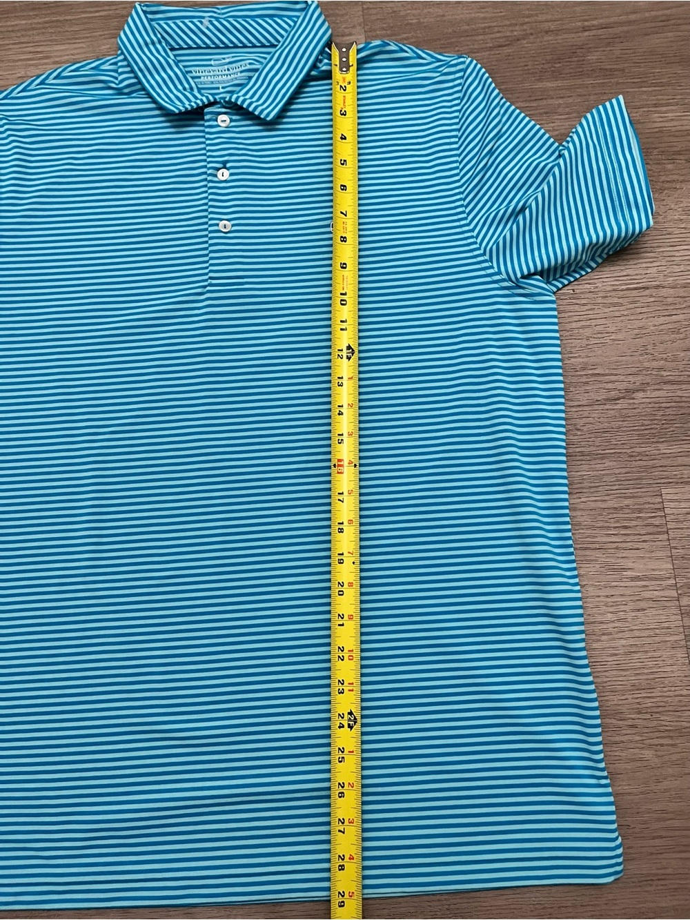 Vineyard Vines Teal Golf Striped Performance Polo Size Large - Picture 7 of 7